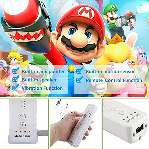 HOTSO Motion Plus Mando a Distancia para Wii/Wii U, Remoto Motion Plus Controlador de Juego para Nintendo Wii y Wii U con Funda de Silicona y Muñequera(Blanco)