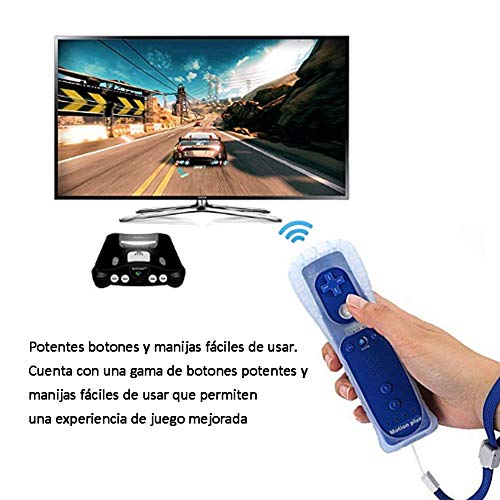 HOTSO Motion Plus Mando a Distancia para Wii/Wii U, Remoto Motion Plus Controlador de Juego para Nintendo Wii y Wii U con Funda de Silicona y Muñequera(Azul Oscuro)