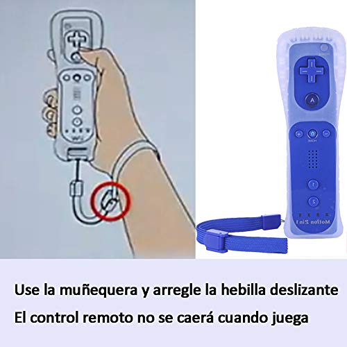 HOTSO Motion Plus Mando a Distancia para Wii/Wii U, Remoto Motion Plus Controlador de Juego para Nintendo Wii y Wii U con Funda de Silicona y Muñequera(Azul Oscuro)