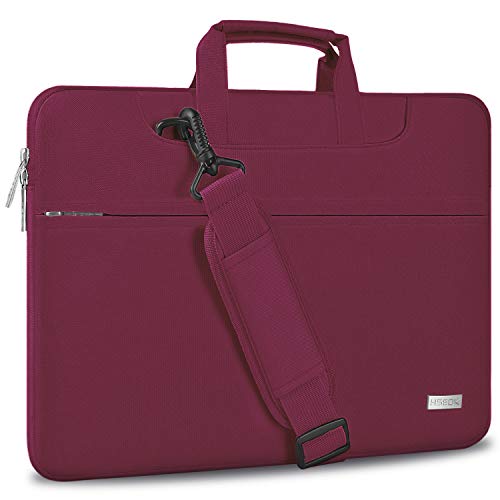 HSEOK Bolso Bandolera/Maletín para Portátil 15"-16", Funda Protectora Laptop Sleeve Dura y Impermeable para 15" 16" MacBook Pro, 15"-15,6"-16" Notebook, Vino Rojo