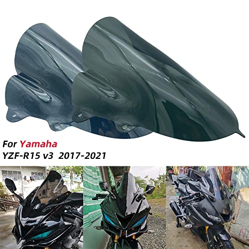 HTKA Moto Parabrisas Motorcycle Windshield Windscreen Deflector Pantalla De Viento Escudo para Yamaha YZF R15 YZFR15 YZF-R15 V3 2017-2021 2020 2019 (Color : B-Multi)
