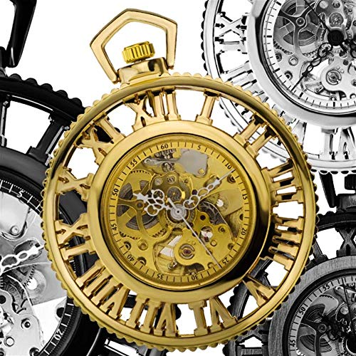 HUAQINEI Reloj de Bolsillo,World Roman Steam Machinery Gear Reloj mecánico automático Anime Reloj de Bolsillo circundante Retro Nostalgia Segundo Elemento (Color:2)