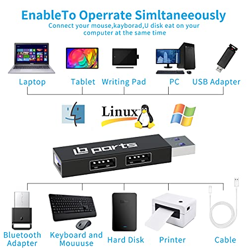 Hub USB 3.0 ultrafino y ligero con 3 puertos USB, apto para todos los ordenadores de sobremesa y portátiles con puertos USB, Plug and Play, mini hub para carga y transferencia de datos.