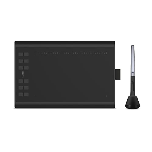 HUION H1060P Tableta de Dibujo Gráfico con área de Trabajo de 10 x 6.25 Pulgadas, Lápiz sin Batería, Compatible con Windows Mac Android, Ideal para Pintar, Editar, Fotos, Enseñar y Trabajar en Línea