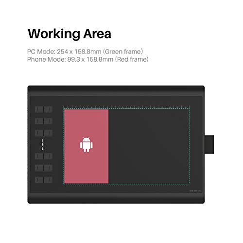 HUION H1060P Tableta gráfica con área de Trabajo de 10 x 6.25 Pulgadas con una Mejora Soporte de lápiz óptico sin batería Enseñanza y Trabajo en línea, y Uso de conferencias Web