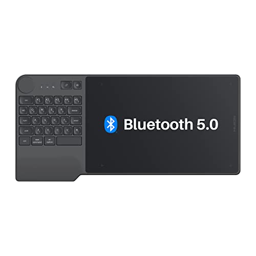 HUION Inspiroy Keydial KD200 Bluetooth 5.0 Tableta gráfica, Tableta de Dibujo de 8,9 x 5,6 Pulgadas que se Combina con un Controlador de Teclado y Dial para Diseñadores Principiantes y Profesionales