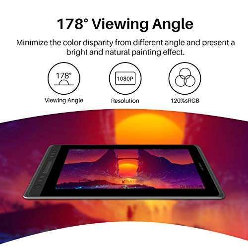 HUION Kamvas Pro 13 Tableta de Dibujo gráfica de Vidrio antideslumbrante Completamente laminada Monitor de Dibujo sRGB al 120% Stylus sin batería 8192 Niveles Función de inclinación 13.3 ''
