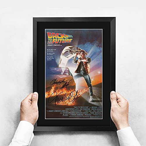 HWC Trading Back To The Future A3 Enmarcado Regalo De Visualización De Fotos De Impresión De Imagen Impresa Autógrafo Firmado por Christopher Lloyd Michael J Fox Los Aficionados Al Cine