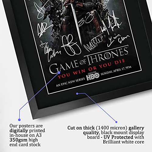 HWC Trading Foto de autógrafo Impreso de Game of Thrones The Cast Gifts para los Fans de la TV Memorabilia – A3 Enmarcado
