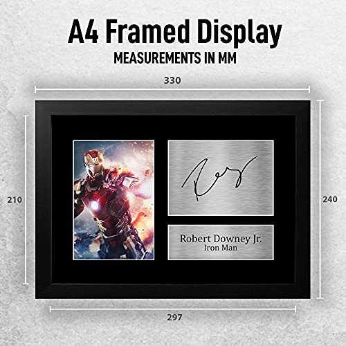 HWC Trading Robert Downey Jr A4 Enmarcado Regalo De Visualización De Fotos De Impresión De Imagen Impresa Autógrafo Firmado por Iron Man The Avengers Los Aficionados Al Cine