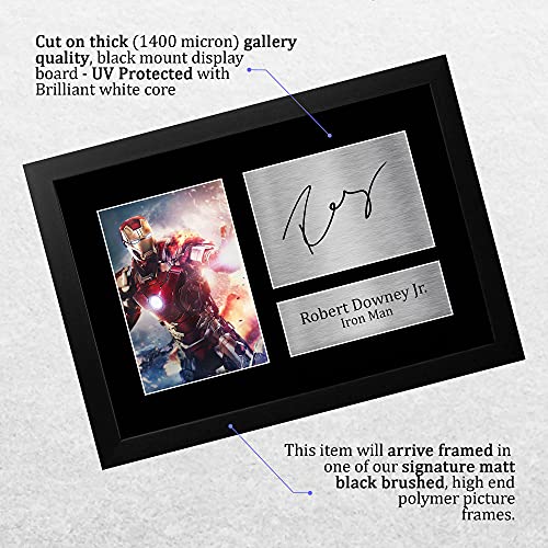 HWC Trading Robert Downey Jr A4 Enmarcado Regalo De Visualización De Fotos De Impresión De Imagen Impresa Autógrafo Firmado por Iron Man The Avengers Los Aficionados Al Cine