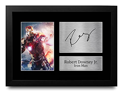 HWC Trading Robert Downey Jr A4 Enmarcado Regalo De Visualización De Fotos De Impresión De Imagen Impresa Autógrafo Firmado por Iron Man The Avengers Los Aficionados Al Cine