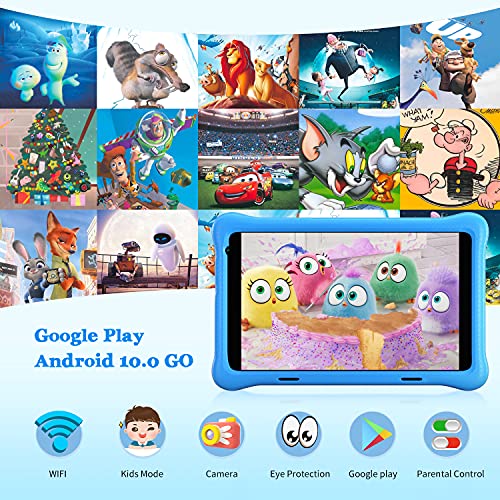 Hyjoy Tablet para Niños, 8 Pulgadas Android 10.0 Tablet Infantil, 2GB RAM 32GB ROM, Quad Core, FHD 1920x1200 IPS, KIDOZ Preinstalado, WiFi, Bluetooth, Cámara Dual Tablet PC Juegos Educativos (Blue)