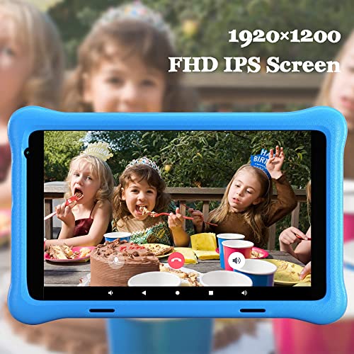 Hyjoy Tablet para Niños, 8 Pulgadas Android 10.0 Tablet Infantil, 2GB RAM 32GB ROM, Quad Core, FHD 1920x1200 IPS, KIDOZ Preinstalado, WiFi, Bluetooth, Cámara Dual Tablet PC Juegos Educativos (Blue)