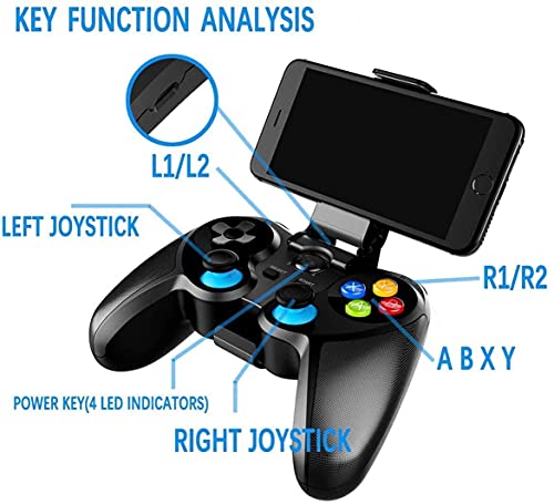 HYMKL Controlador de juegos móvil, Gamepad Bluetooth, Joystick para juegos adecuado para/Android/PC/TV Box, para la mayoría de los juegos populares Grip