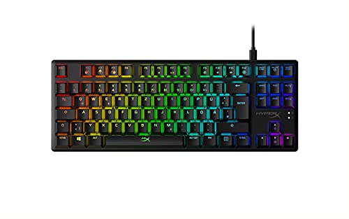 HyperX HX-KB7RDX-DE Alloy Origins Core, Teclado mecánico para Juegos RGB, Tenkeyless, interruptores HyperX Red (QWERTZ), Negro