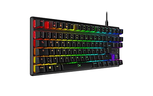 HyperX HX-KB7RDX-DE Alloy Origins Core, Teclado mecánico para Juegos RGB, Tenkeyless, interruptores HyperX Red (QWERTZ), Negro