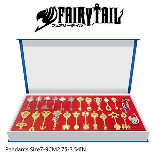 I3C Anime Cosplay Fairy Tail Accesorios Set de Joyería Pentiente Llavero de Zodiaco Dorado Unisex para Hombres Mujeres y Fan de Lucy Gray(28 piezas)