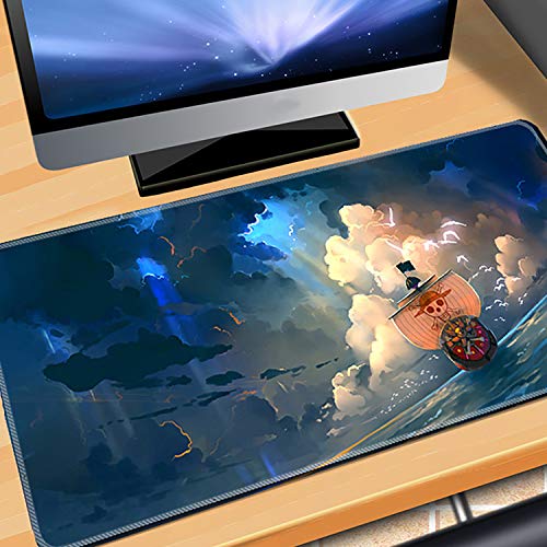 I3C Anime One Piece Luffy Roronoa Zoro Nami Alfombrilla de Ratón para Juego, Base de Goma 400*800, Tablero de Juego Cosido Antideslizante para Jugadores PC y Portátiles