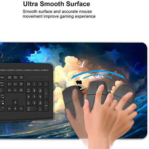 I3C Anime One Piece Luffy Roronoa Zoro Nami Alfombrilla de Ratón para Juego, Base de Goma 400*800, Tablero de Juego Cosido Antideslizante para Jugadores PC y Portátiles