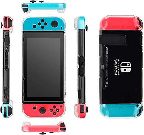 iAmer 11 en 1 Accesorios para Nintendo Switch,Funda para Nintendo Switch+Carcasa Switch Transparente+2 Cristal Templado Pantalla+Funda de Silicona+4 Pulgar Grips+2 Estuche De Juegos+Paño de Limpieza