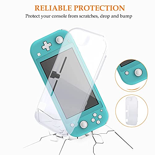 iAmer Funda para Nintendo Switch Lite,5 en 1 Kit de Accesorios para Nintendo Switch Lite,TPU Carcasa,Vidrio Templado Protector de Pantalla para Nintendo Switch Lite (2 Piezas),4 Thumbsticks