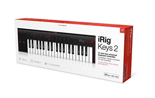 IK Multimedia iRig Keys 2 - Teclado MIDI Universal, Compacto con 37 Mini-Teclas y Salida de Audio para iPhone, iPad, Android, Mac/PC, Negro