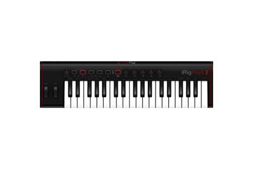 IK Multimedia iRig Keys 2 - Teclado MIDI Universal, Compacto con 37 Mini-Teclas y Salida de Audio para iPhone, iPad, Android, Mac/PC, Negro