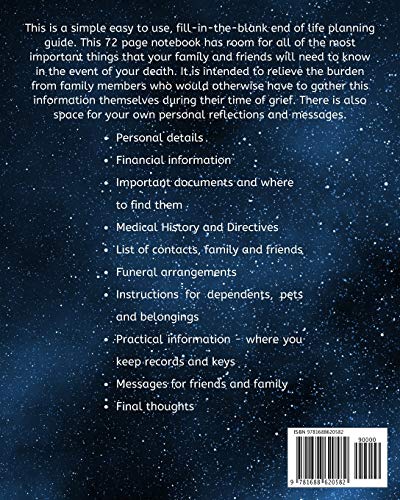 I'll See You on The Other Side of The Stars -End of Life Planner For When I'm Gone: Simple easy to use, fill-in-the-blank end of life planning guide