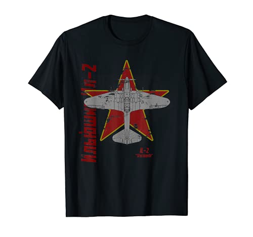 Ilyushin Il-2 Sturmovik Avión Vintage Soviética WW2 Cirílico Camiseta