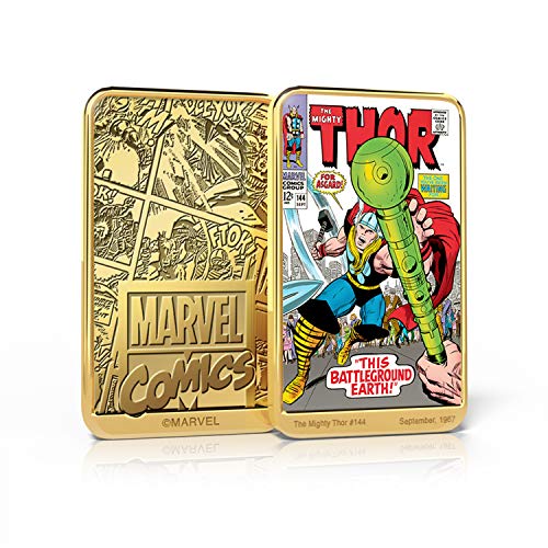 IMPACTO COLECCIONABLES Marvel Comics Thor, Lingote bañado en Oro 24 Quilates - 'This Battleground Earth' #144