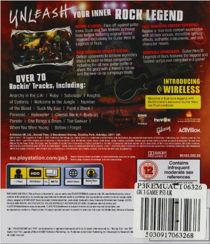[Import Anglais]Guitar Hero III 3 Legends Of Rock Solus Game PS3