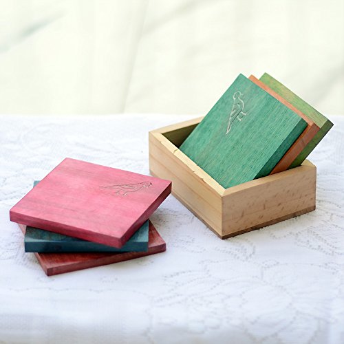 India narcosis tallada de madera marrón juego de 2 salvamanteles