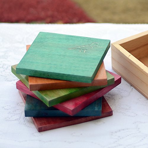 India narcosis tallada de madera marrón juego de 2 salvamanteles