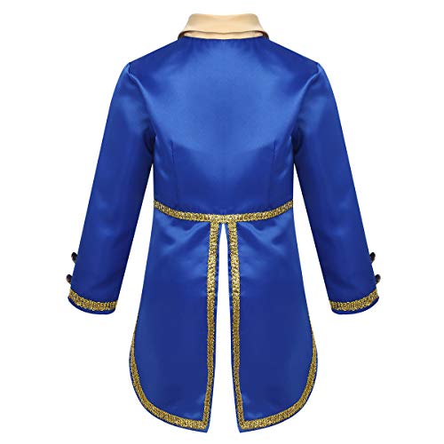 inlzdz Disfraces de Rey para Niños Traje de Esmoquin Manga Largo Retro Chaqueta Capa del Príncipe Costume Cosplay para Halloween Carnaval Fiesta Azul 3 años