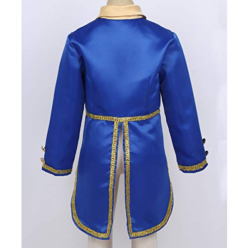 inlzdz Disfraces de Rey para Niños Traje de Esmoquin Manga Largo Retro Chaqueta Capa del Príncipe Costume Cosplay para Halloween Carnaval Fiesta Azul 3 años