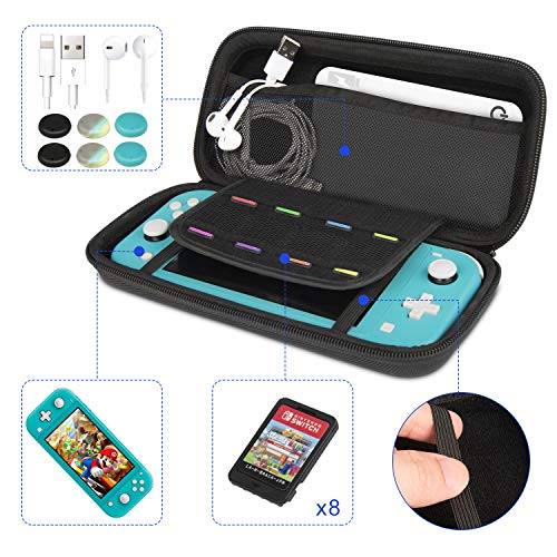 innoAura Kit de Accesorios para NS Switch Lite, incluye Funda con 8 Tarjetas de Juego, Funda de TPU, 2 Protectores de Pantalla de Vidrio Templado para los Accesorios de Switch Lite