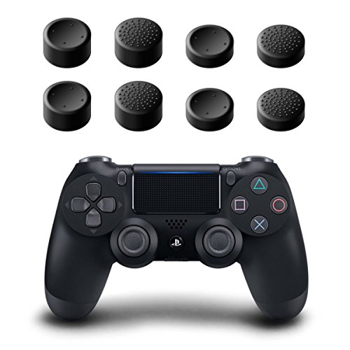innoGadgets Accesorios compatibles con el Controlador de PS4 y PS5 | Set de 8 Tapas de Silicona para Las Barras de Pulgar | para una Mayor sensación de Juego | Negro