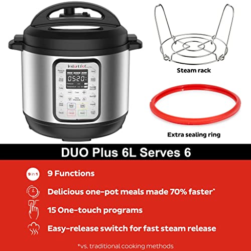 Instant Pot Olla a presión eléctrica DUO PLUS 5.7L. 15 programas inteligentes: olla a presión, olla arrocera, olla de cocción lenta, vaporera
