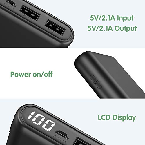 iPosible Batería Externa 26800mAh Power Bank Ultra Capacidad Cargador Portátil Móvil con 2 Puertos USB y Pantalla LCD Batería Externa Movil para Android Smartphones Tabletas y Más