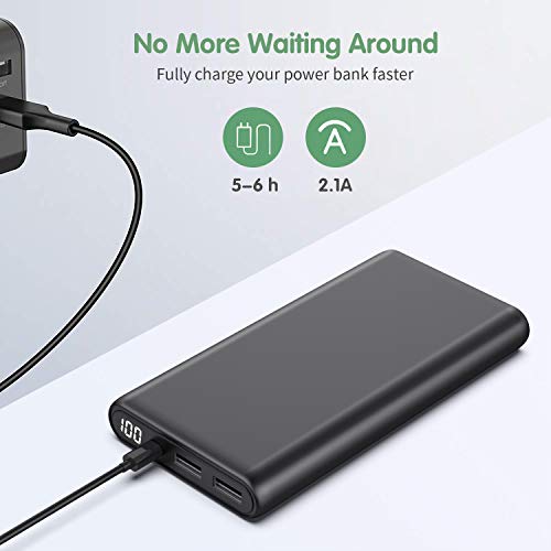 iPosible Batería Externa 26800mAh Power Bank Ultra Capacidad Cargador Portátil Móvil con 2 Puertos USB y Pantalla LCD Batería Externa Movil para Android Smartphones Tabletas y Más
