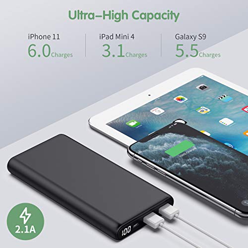 iPosible Batería Externa 26800mAh Power Bank Ultra Capacidad Cargador Portátil Móvil con 2 Puertos USB y Pantalla LCD Batería Externa Movil para Android Smartphones Tabletas y Más