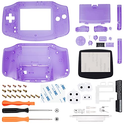 IPS Ready Upgraded eXtremeRate Carcasa para Gameboy Advance Funda Protector Placa Cubierta con Botones para GBA-Compatible con IPS & LCD Estándar-NO Incluye Consola&Pantalla IPS(Transparente Violeta)