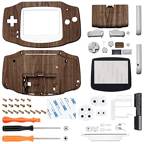 IPS Ready Upgraded eXtremeRate Carcasa para Gameboy Advance Funda Protector Placa Cubierta Shell con Botones para GBA-Compatible con IPS & LCD Estándar-NO Incluye Consola&Pantalla IPS(Grano de Madera)