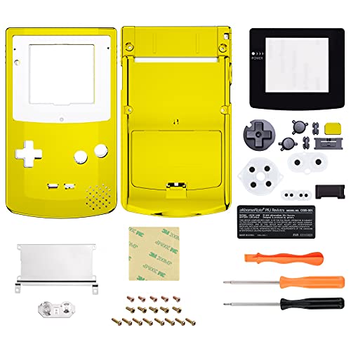 IPS Ready Upgraded eXtremeRate Carcasa para Gameboy Color Funda Protector Placa Cubierta Shell con Botones para GBC-Compatible con IPS V2 & LCD Estándar-NO Incluye Consola & Pantalla IPS(Dorado Cromo)