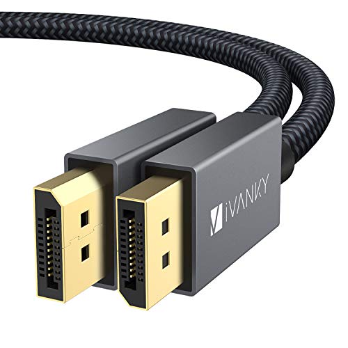 IVANKY Cable DisplayPort 4K, [Certificado VESA] 4K@60Hz, 2K@144Hz, 2K@165Hz, Nylon Trenzado, Cable Displayport 144Hz de Alta Velocidad 21.6Gbps Compatible con 3D, Gaming, Monitor de 144Hz - 2M