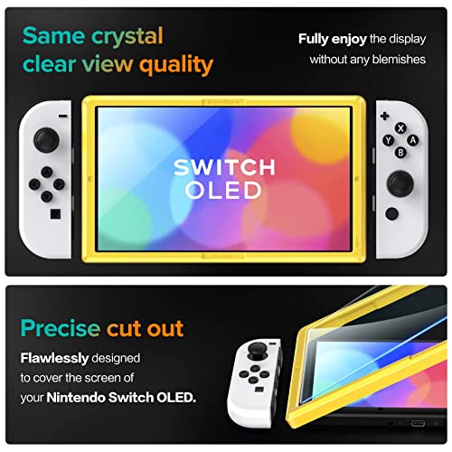 ivoler 4 Piezas Protector de Pantalla Compatible con Nintendo Switch OLED Modelo 7 Pulgadas 2021 Modelo, Incluye Marco de Instalación Fácil, Cristal Vidrio Templado Premium