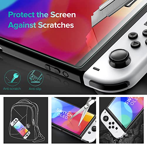 ivoler 4 Piezas Protector de Pantalla Compatible con Nintendo Switch OLED Modelo 7 Pulgadas 2021 Modelo, Incluye Marco de Instalación Fácil, Cristal Vidrio Templado Premium