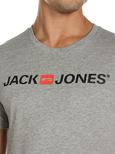 Jack & Jones Jjecorp Logo tee SS Crew Neck Noos Camiseta, Gris (Light Grey Melange Detail: Slim Fit - Melange), Large para Hombre