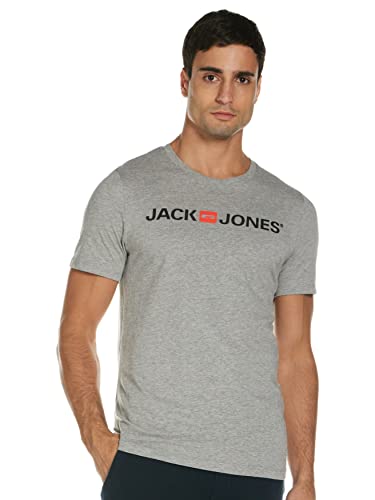 Jack & Jones Jjecorp Logo tee SS Crew Neck Noos Camiseta, Gris (Light Grey Melange Detail: Slim Fit - Melange), Large para Hombre